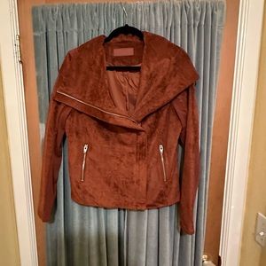SL8 Blank NYC Brown Suede Women's Jacket Moto Zip Fall Winter Coat Large Medium